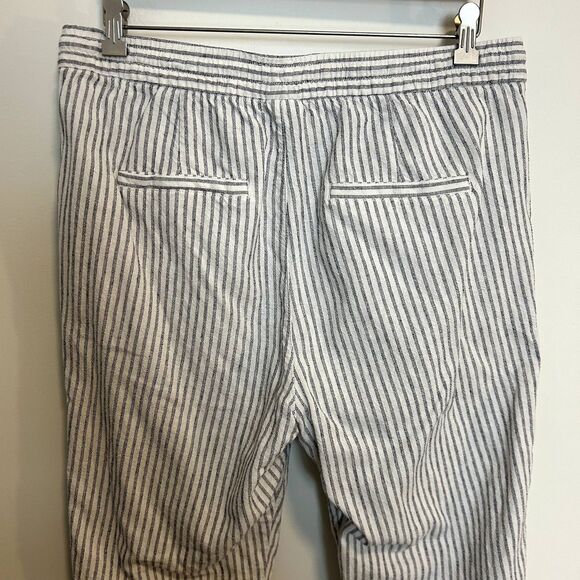 Gap Womens Easy Pant Size Large Linen Elastic-waist Off White Stripe Lounge - Picture 7 of 16